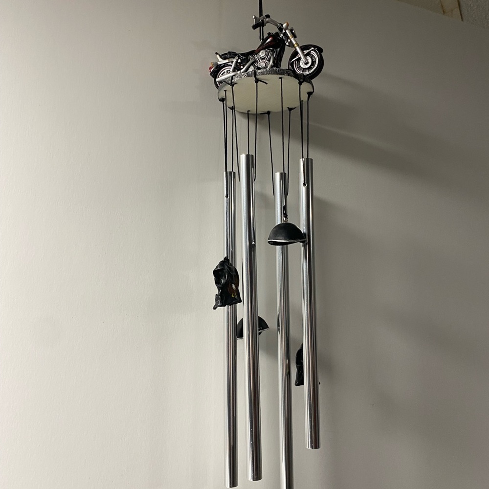 Motorcycle Wind Chime with Silver Accents